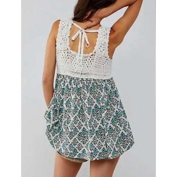 Free People Honey Pie Crochet Floral Baby Doll Tunic Top Size S NWT - Picture 2 of 11